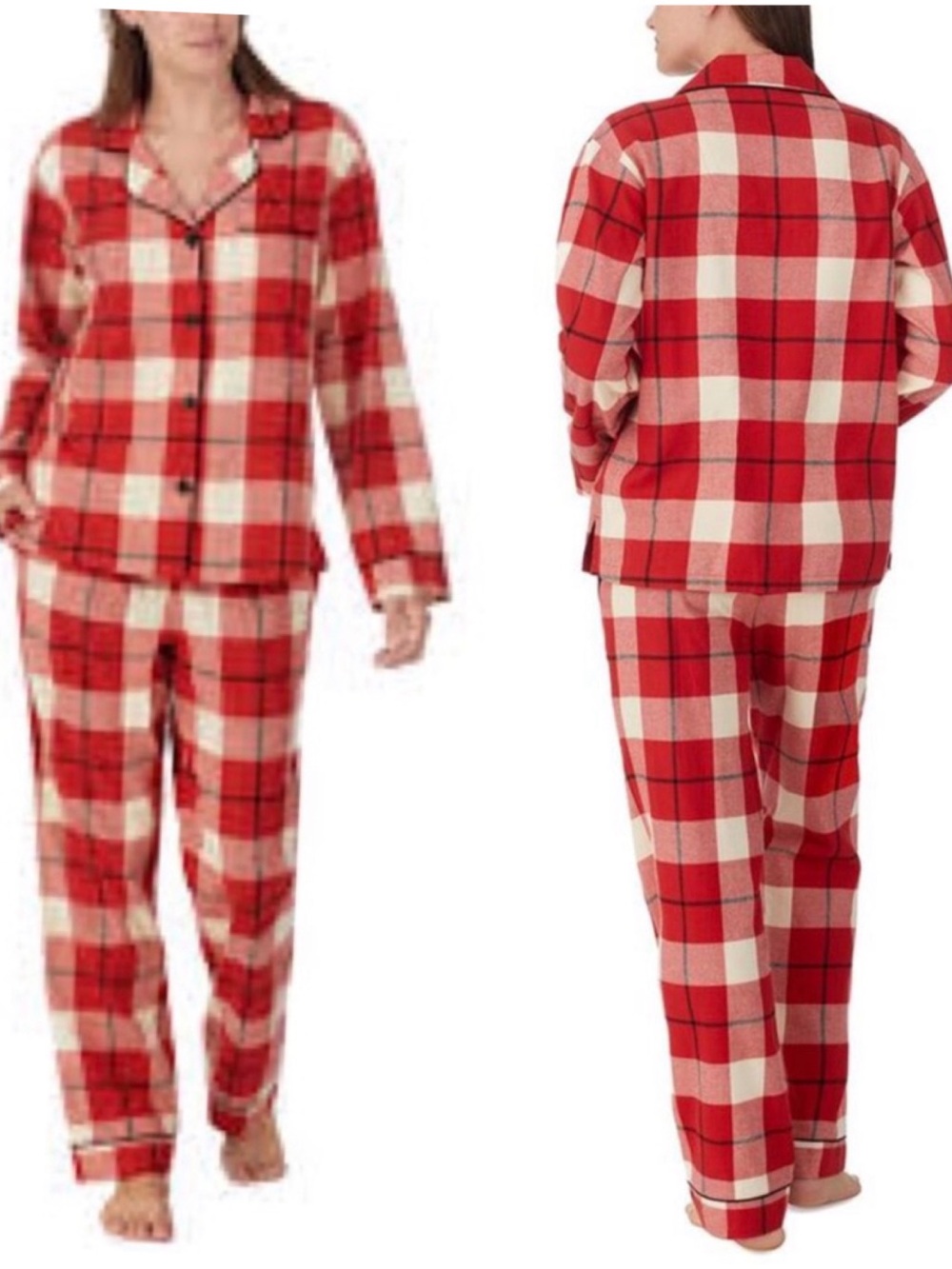 BedHead PJs Organic Cotton Flannel Long Sleeve Pajama Set Red Plaid Holiday